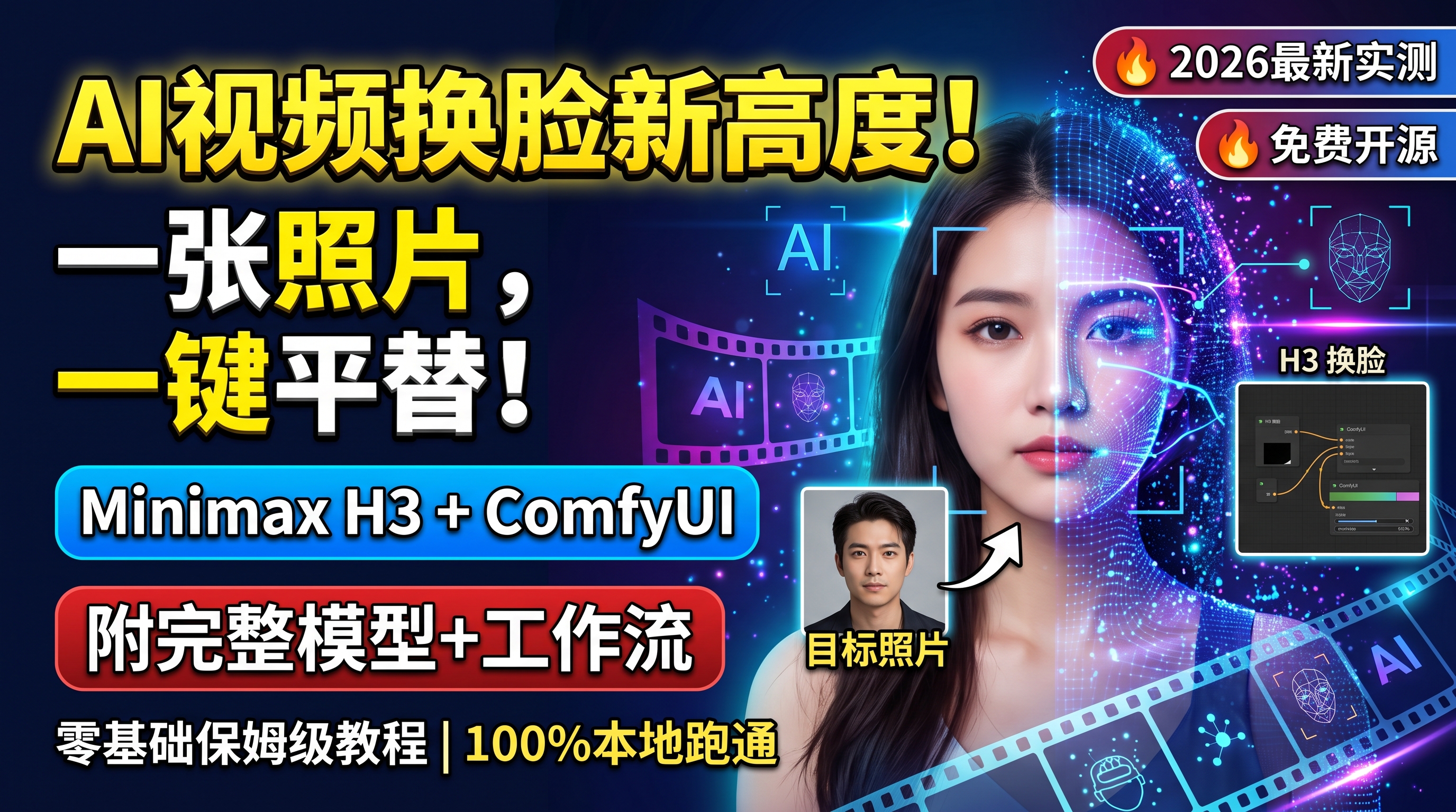 单张照片轻松搞定 AI 视频换脸！Minimax H3 + ComfyUI 保姆级实操指南
