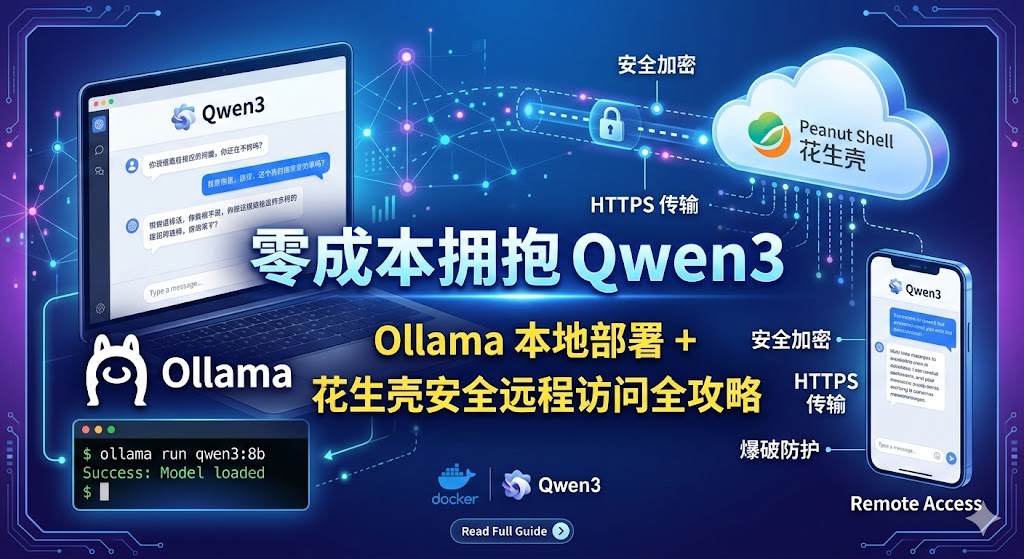 零成本拥抱 Qwen3：Ollama 本地部署 + 花生壳安全远程访问全攻略